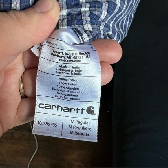 Carhartt Relax Fit Blue Tartan Plaid Button Down Shirt - Picture 3 of 7